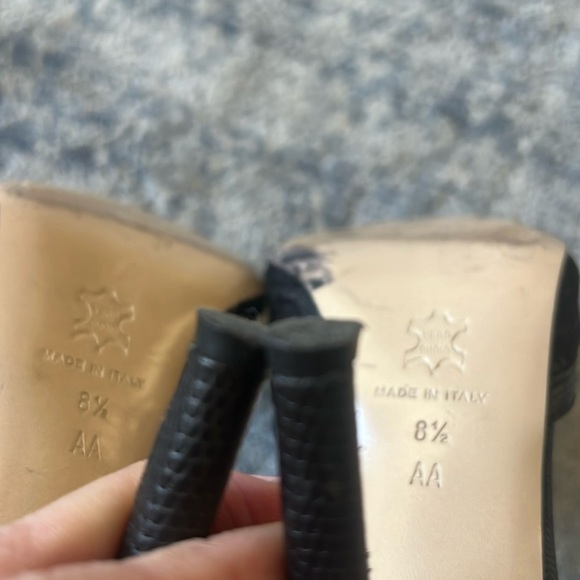 Isaac Made in Italy 8.5 Black Leather & Textile Sling Back Pointed Pumps - Picture 6 of 9